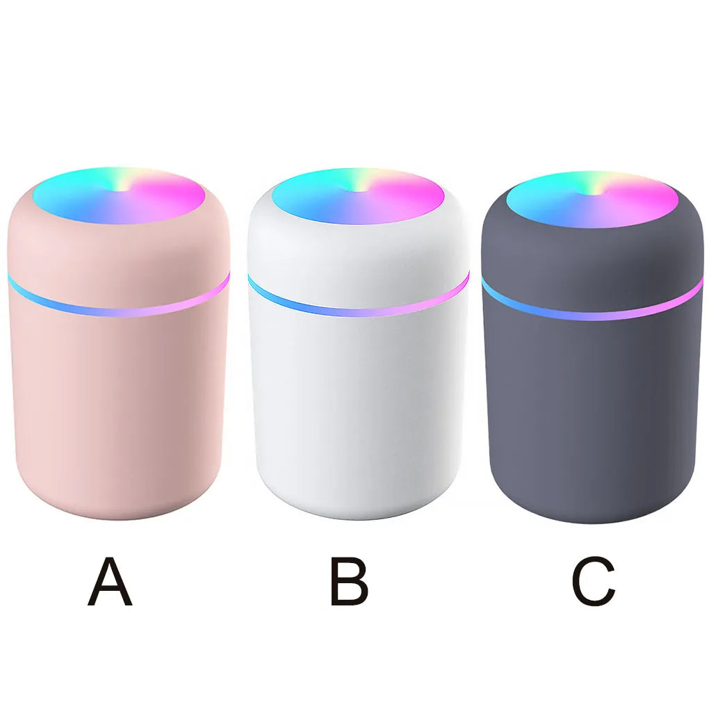 Mini Humidifier 300ml Bedroom Office Living Room Portable Low Noise Diffuser Atmosphere Light Mist Sprayer Aroma Diffuser