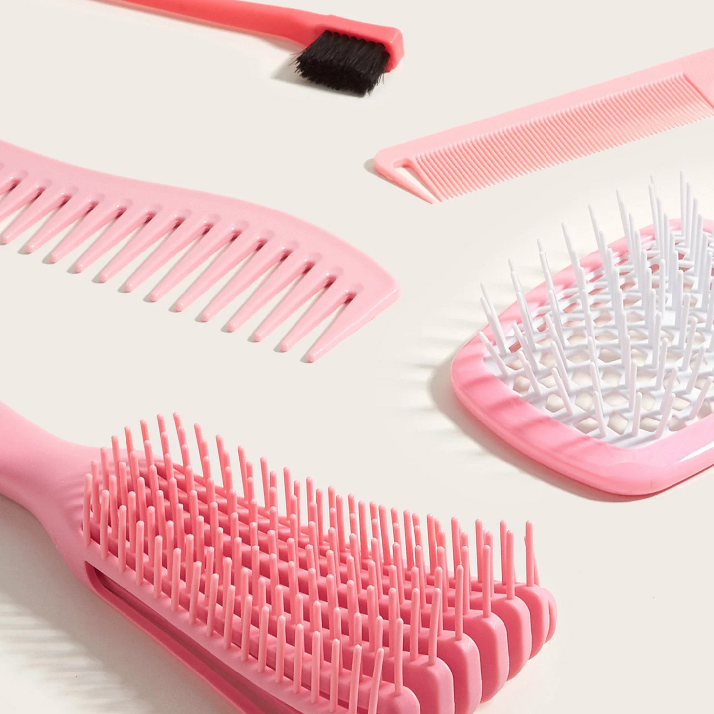 5 pcs/Set Detangling Brush Set Faster n Easier Detangle Wet or Dry Hair with No Pain.Hair Comb Dual Edge Brush Styling Comb for Curly/Straight/Wet/Dry/Long/Short Hair.