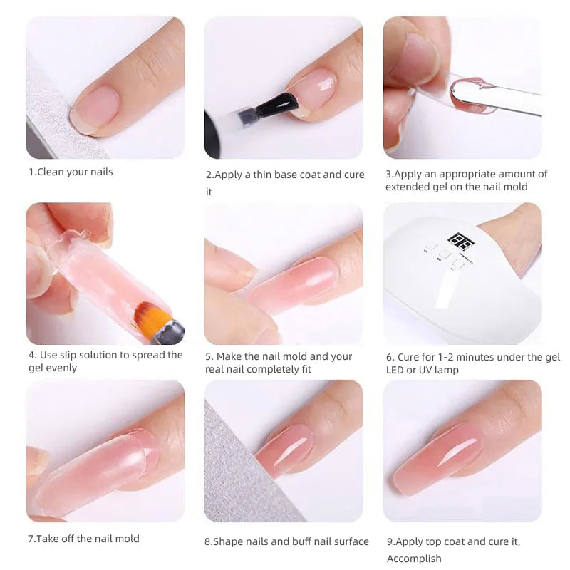 Poly Nail Gel Set 6W LED Lamp Full Manicure Kit Quick Extension Nails Building Fingertips Polygels Tool Kit to Design Art Nails